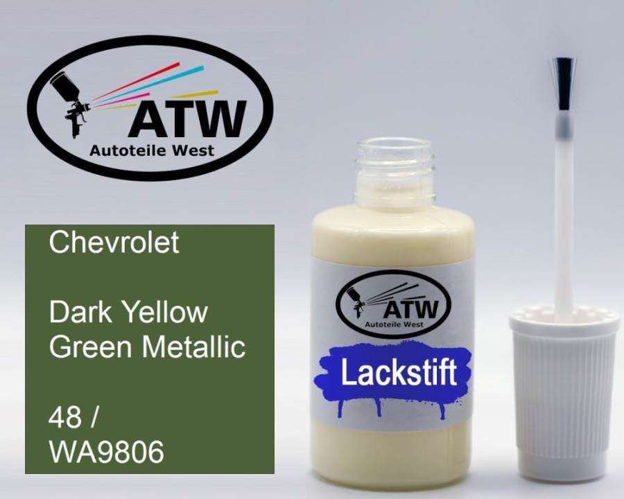 Chevrolet, Dark Yellow Green Metallic, 48 / WA9806: 20ml Lackstift, von ATW Autoteile West.